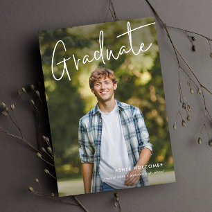 Moderne Schrift Graduierten FotoPop Abschlussfoto Einladung