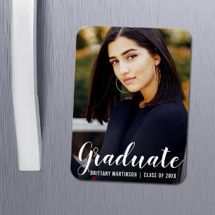 Moderne Schrift Graduierungsankündigung Foto Magnet