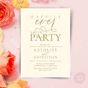 Moderne Schrift Happily Ever After Party Elopement Einladung