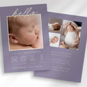 Moderne Schrift Hello Baby Foto Geburtsanzeige Einladung