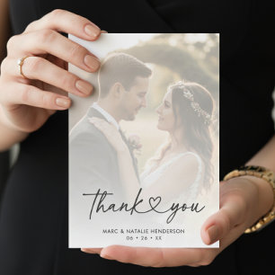Moderne Schrift Herz Einfache Minimale Hochzeit Dankeskarte