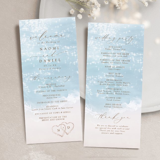 Moderne Schrift Herzen im Sand Strandhochzeit  Programm (Modern Script Hearts In The Sand Beach Wedding Program)