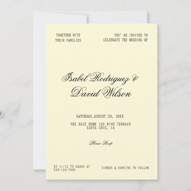 Moderne Schrift Hochzeit Einladung (Vorderseite)