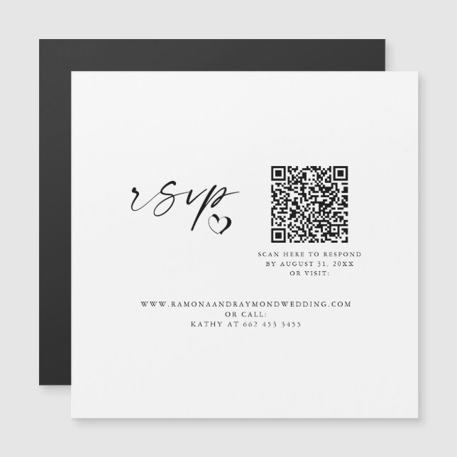 Moderne Schrift Hochzeitswebsite QR-Code Magnetkar Magnetkarte (Vorne/Hinten)
