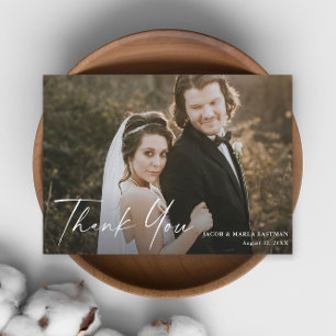 Moderne Schrift Kalligrafie Foto-Hochzeit Dankeskarte