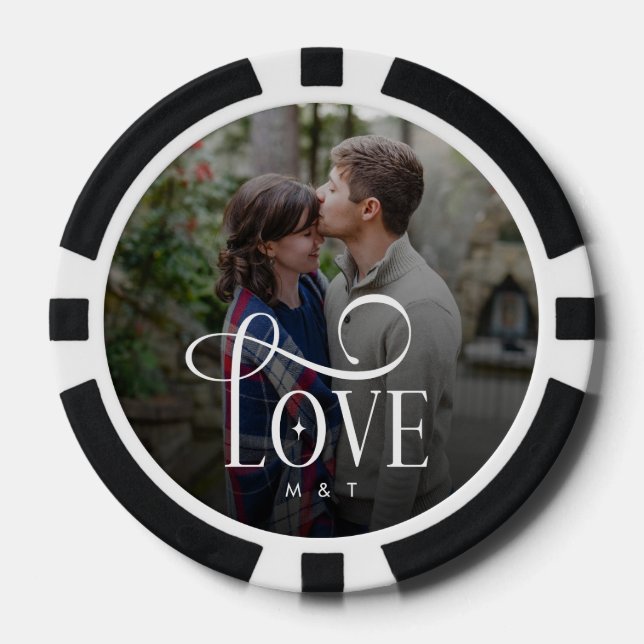 Moderne Schrift Liebe Benutzerdefinierte Verlobte  Pokerchips (Vorderseite)