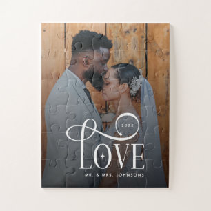 Moderne Schrift Liebe Benutzerdefiniertes Foto für Puzzle