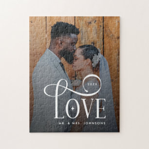 Moderne Schrift Liebe Benutzerdefiniertes Foto für Puzzle