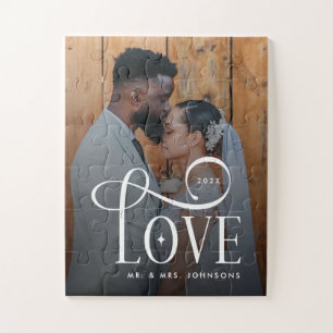 Moderne Schrift Liebe Benutzerdefiniertes Foto für Puzzle