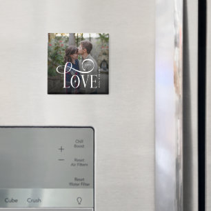 Moderne Schrift Liebe Benutzerdefiniertes Foto von Magnet