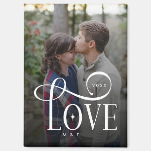 Moderne Schrift Liebe Benutzerdefiniertes verlobte Magnet