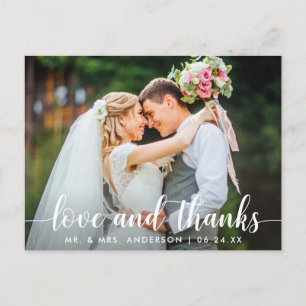 Moderne Schrift Liebe Dank Hochzeitspaar Foto Postkarte