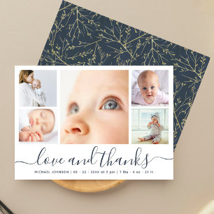 Moderne Schrift Liebe & Dankeschön 5 Fotos Baby Sh Dankeskarte