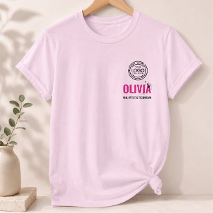 Moderne Schrift Line-Art Mitarbeiter Name Geschäft T-Shirt