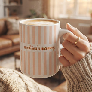 Moderne Schrift Mama Papa Oma Opa Tante Streifen Kaffeetasse