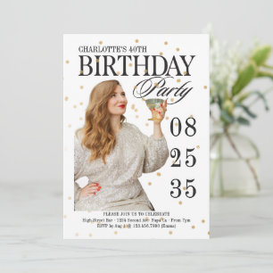 Moderne Schrift Meilenstein Geburtstag in Gold für Einladung