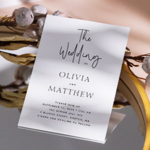 Moderne Schrift minimalistene Hochzeit + QR-Detail Einladung