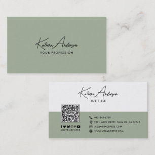 Moderne Schrift Minimalistischer QR-Code Social Me Visitenkarte