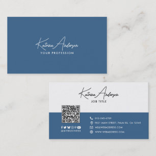 Moderne Schrift Minimalistischer QR-Code Soziale M Visitenkarte