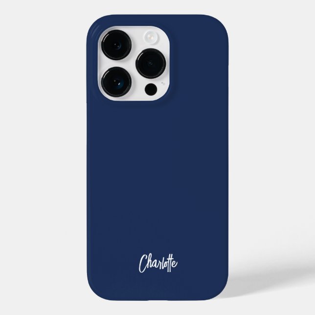 Moderne Schrift Minimalistisches Navyblau Personal Case-Mate iPhone Hülle (Rückseite)