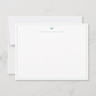 Moderne Schrift Mintgrüne Herz-Rahmen-Monogramm Mitteilungskarte