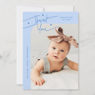 Moderne Schrift mit Herz Eisblau Foto Geburt Ankündigung
