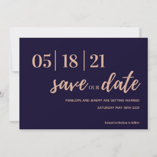 Moderne Schrift mit rosafarbenem Rosa Save The Date