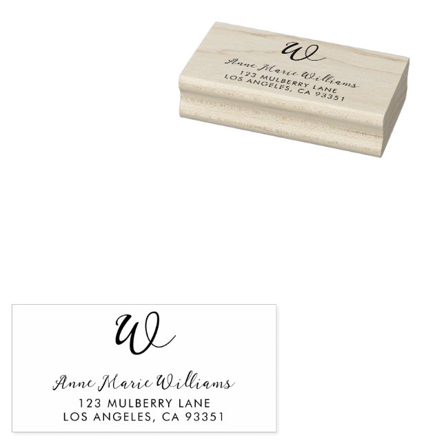 Moderne Schrift Monogramm Rücksendeadresse Gummistempel (Stempel)
