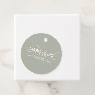 Moderne Schrift Monogrammierte Salbei-Rosa-Hochzei Geschenkanhänger