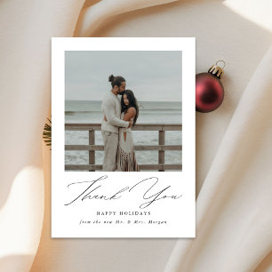 Moderne Schrift Neujahrsurlaub Strandfoto Dankeskarte