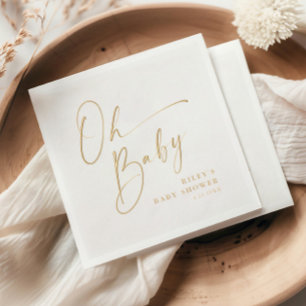 Moderne Schrift Oh Baby Shower Servietten Mit Folie