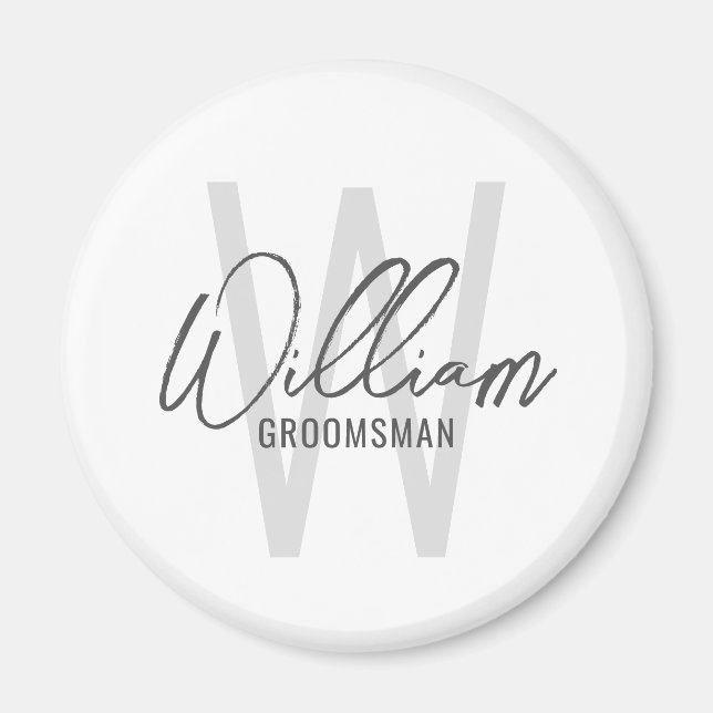 Moderne Schrift Personalisierte Trauzeugen Magnet (Vorne)