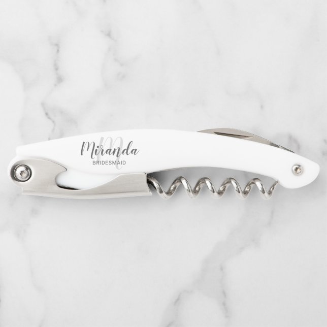 Moderne Schrift Personalized Brautjungfer Kellnermesser (Vorderseite)