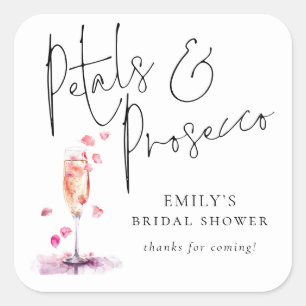 Moderne Schrift Petals Prosecco Brautparty Dankesc Quadratischer Aufkleber