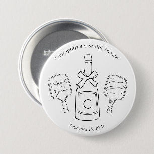 Moderne Schrift Pickleball & Prosecco Brautparty Button
