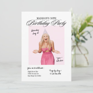Moderne Schrift Pink Meilenstein Alter Geburtstags Einladung