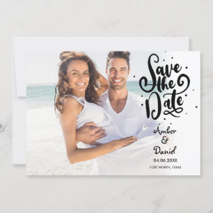 Moderne Schrift Punkt Foto Save The Date Einladung