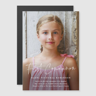 Moderne Schrift Religiöse Erste Kommunion Magneteinladung