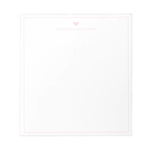 Moderne Schrift Rosa Herzrand Monogramm Notizblock