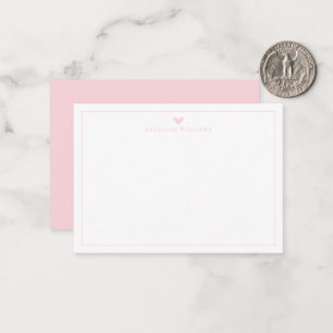 Moderne Schrift Rosa Herzrand-Monogramm-Notizkarte Mitteilungskarte