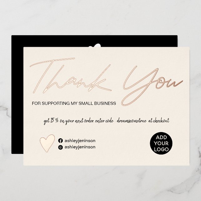 Moderne Schrift Rosa Reihenfolge danke Folieneinladung (Vorderseite/Rückseite)