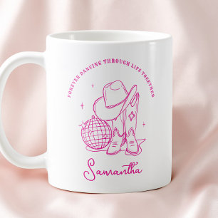 Moderne Schrift Rosa Western Disco Cowgirl Bff Kaffeetasse