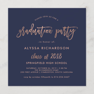 Moderne Schrift Rose 2018 Graduation Party Gold Einladung