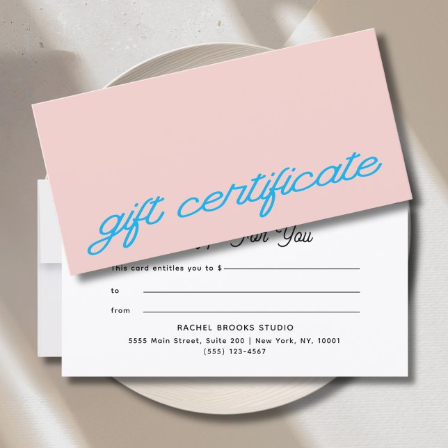 Moderne Schrift Roségold Geschenkgutschein (Modern Script Blush Pink Gift Certificate)