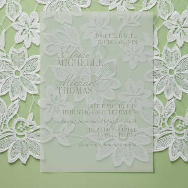 Moderne Schrift Sage Grün Formale Hochzeit (Modern Script Sage Green Formal Wedding Vellum Invitations)