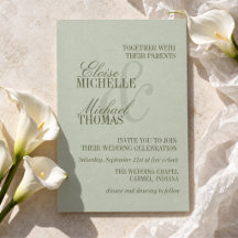 Moderne Schrift Sage Grün Formale Hochzeit
