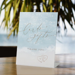 Moderne Schrift Sand Herzen Strand Karten und Gesc Sockelschild