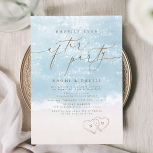 Moderne Schrift Sandherzen Happy End Party Einladung
