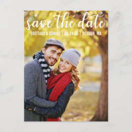 Moderne Schrift | Save the Date Couple Foto Postkarte