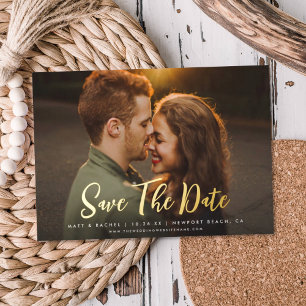 Moderne Schrift SAVE THE DATE Foto ECHTE Folien-Ei Folieneinladung